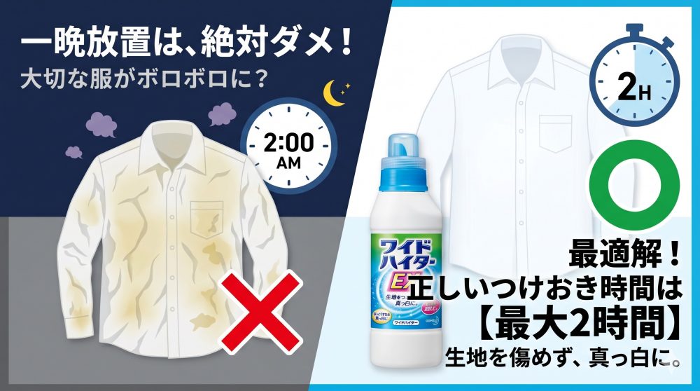 ワイドハイターEXで一晩つけおきはNG